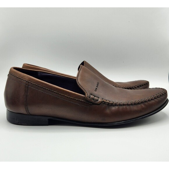 Ted Baker Simeen 3 Brown Leather Slip On Loafers Men's Size 10 Pre-Owned - Picture 4 of 7